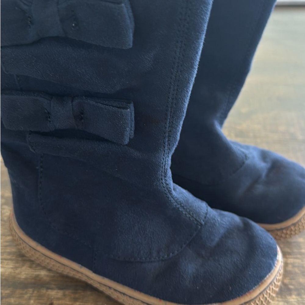 Livie & Luca Navy Suede Boots with Bows EUC